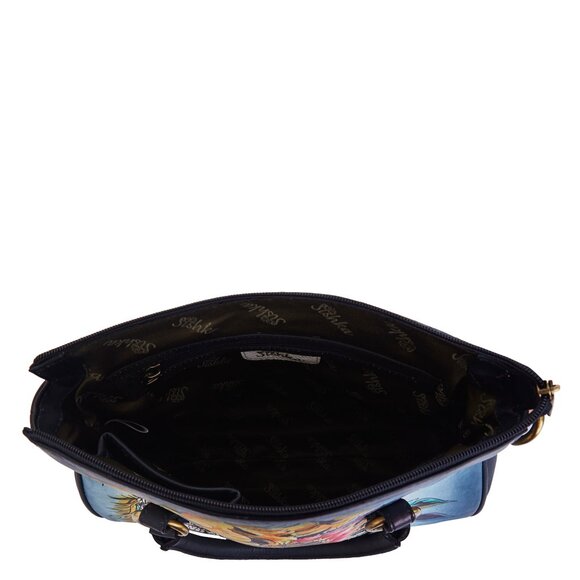 Leather Hand Painted Tote Bag – Ladies Top Handle Handbag, Crossbody Bag - Picture 5 of 9